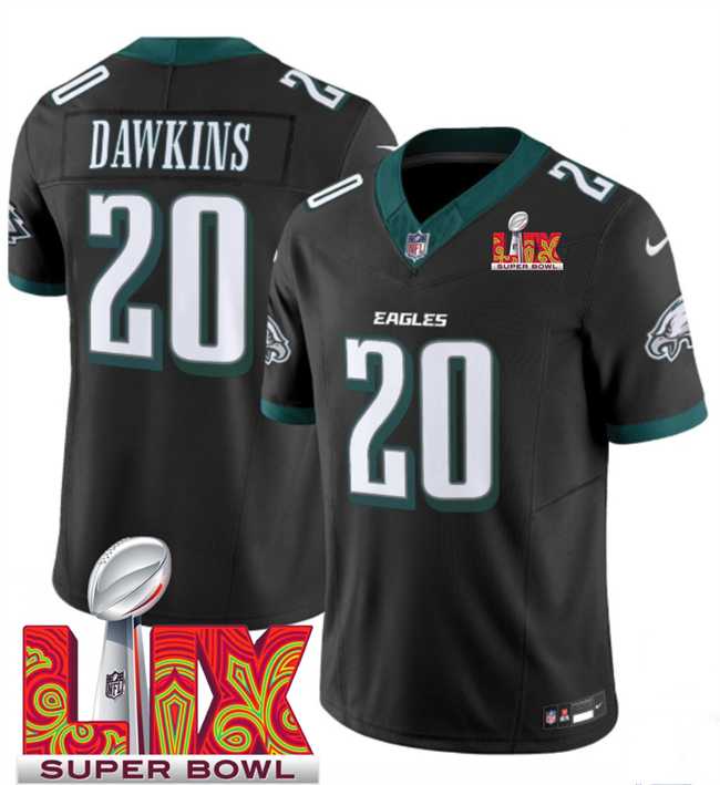Men & Women & Youth Philadelphia Eagles #20 Brian Dawkins Black 2025 Super Bowl LIX Patch New F.U.S.E. Vapor Limited Stitched Jersey